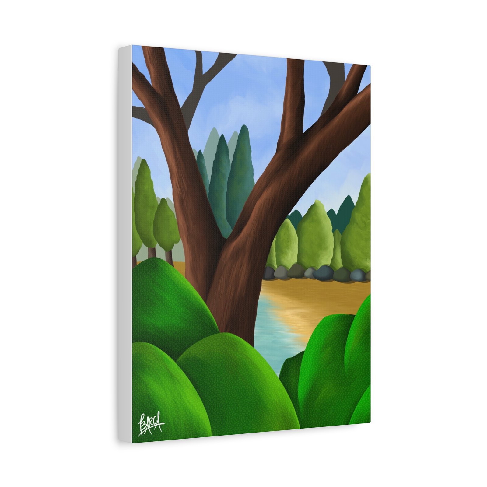 Other Art Portrait - Serene Nature Canvas Art Print, Stretched Wall Art, Green Landscape Decor, Earthy Home Decoration, Tranquil Nature Artwork - Image 14