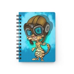 Cat-Tastic Art - Cute Aviator Pilot Cat Journal, Personalized Notebook, Spiral Bound Planner, Gift for Kids, Fun Writing Diary