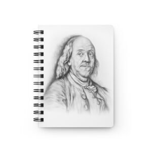 Graphite Pencil Art - Drawing of Ben Franklin-Inspired Spiral Bound Journal, Personalized Notebook for Writers and Students, Gift for Back to School, Journal for Thoughts [...]