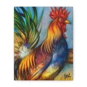 Animal Art Canvas - Rooster Vibrant Rooster Canvas Wall Art, Colorful Home Decor, Boho Design, Farmhouse Wall Art, Gift for Chicken Lovers, Rustic Decor