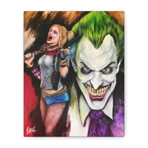 Other Art Portrait - Harley & Joker Canvas Art, Vibrant Decor for Comic Fans, Wall Art, Gift for Superhero Lovers, Gotham Theme, Home Decoration