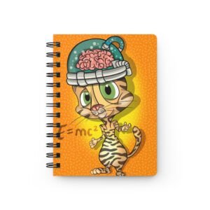 Cat-Tastic Art - Albert Eisenstein Bright Brainy Bengal Cat Journal with Spiral Binding, Cute Cat Notebook for Students, Back to School Gift, Fun Study Planner, Kids Drawing Diary