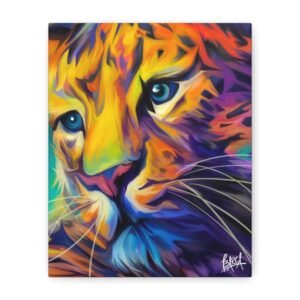 Animal Art Canvas -  Portrait Vibrant Lion Canvas Art, Colorful Big Cat Wall Decor, Animal Lover Gift, Wildlife Home Decor, Unique Art Piece