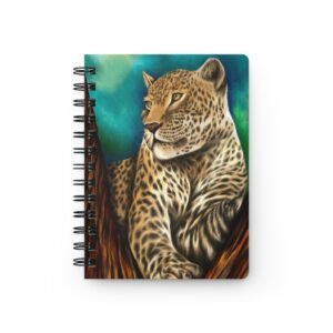 Animal Art Cat - Wildlife-Inspired Spiral Bound Journal | Nature Lovers, Eco-Friendly Notebook, Creative Writing, Gift for Artists, Leopard and Leaf Designs