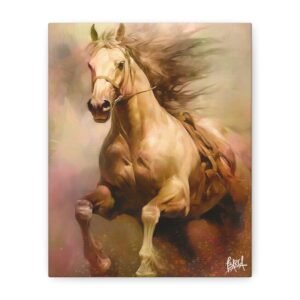 Animal Art Canvas - Portrait Galloping Horse Canvas Art, Horse Decor, Equestrian Gift, Animal Wall Art, Horse Lover's Home Decor
