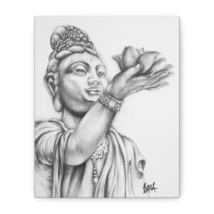 Graphite Pencil Art - Buddha Lotus Canvas Wall Art, Serene Home Decor, Spiritual Gift, Meditation Room, Zen Inspired Artwork, Peaceful Vibes