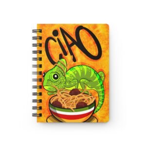 Chamo Pop Art - Spiral Bound Journal - Ciao Chameleon Design, Cute Notebook for Food Lovers, Creative Writing, Gift for Friends, Travel Journal