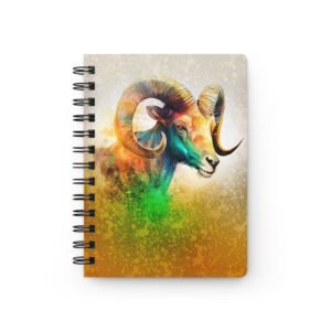 Animal Art Ram - Spiral Bound Journal with Colorful Ram Design - Perfect for Creative Writing, Sketching, Nature Lovers, Gift for Artists, Eco-Friendly