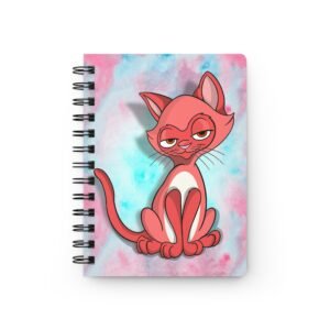 Sassy Cat Art - Colorful Sassy Cherry Cat Spiral Bound Journal, Cute Cat Notebook, Watercolor Journal for Artists, Gift for Cat Lovers, Cute Stationery, Sketchbook