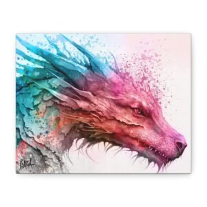 Other Art Portrait - Vibrant Dragon Art Canvas, Colorful Wall Decor, Fantasy Home Design, Unique Gift for Dragon Lovers, Framed Art Print