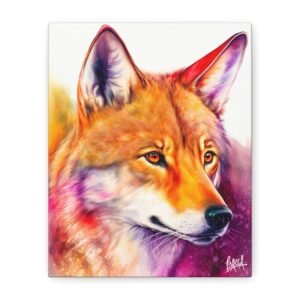 Animal Art Canvas - Portrait Vibrant Wolf Canvas Art, Wildlife Wall Decor, Colorful Animal Print, Home Decoration, Gift for Animal Lovers, Nature Artwork