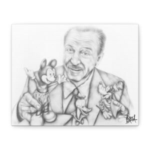 Graphite Pencil Art - Vintage Disney Tribute Canvas Print, Walt Disney Wall Art, Home Decor, Gift for Disney Lovers, Child's Room Decoration, Character Art