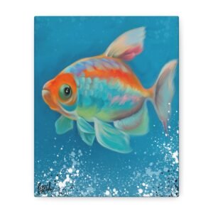 Animal Art Canvas - Portrait Vibrant Goldfish Canvas Art, Colorful Home Decor, Ocean Wall Art, Gift for Fish Lovers, Kids Room Decor, Bright Gallery Wall Piece