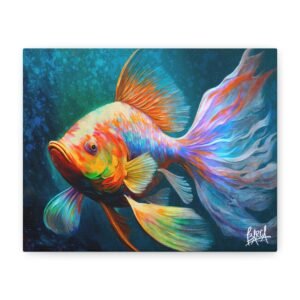 Animal Art Canvas - Vibrant Fish Artwork Canvas, Home Decor, Colorful Wall Art, Gift for Fish Lovers, Unique Modern Decor, Aqua Color Palette