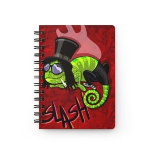 Chamo Pop Art - Slash Guns and Roses Rock Star Chameleon Journal - Spiral Bound, Slash Inspired, Music Lover Gift, Musical Notes Notebook, Fun Art Stationery