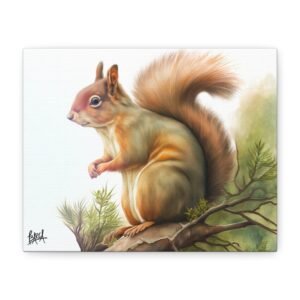 Animal Art Canvas - Whimsical Squirrel Canvas Wall Art, Nature Decor, Animal Lover Gift, Home Wall Decoration, Cute Art for Kids Room, Nursery
