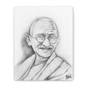Graphite Pencil Art - Inspirational Canvas Print - Gandhi Art, Motivational Wall Art, Home Decor, Gift for Freedom Lovers, Minimalist Artwork