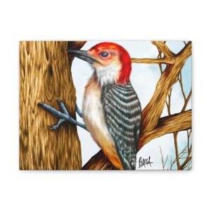 Animal Art Canvas - Stretched Canvas Artwork - Vibrant Woodpecker Design, Wall Decor, Nature-Inspired Art, Bird Lovers Gift, Home & Office Decoration
