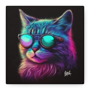 Animal Art Canvas - Colorful Cat Canvas Art, Vibrant Wall Decor for Cat Lovers, Stylish Home Decor, Gifts for Pet Owners, Fun Animal Wall Art