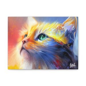 Animal Art Canvas - Vibrant Cat Portrait Canvas Wall Art, Colorful Home Decor, Gift for Cat Lovers, Pet Enthusiast Decoration, Unique Cat Artwork