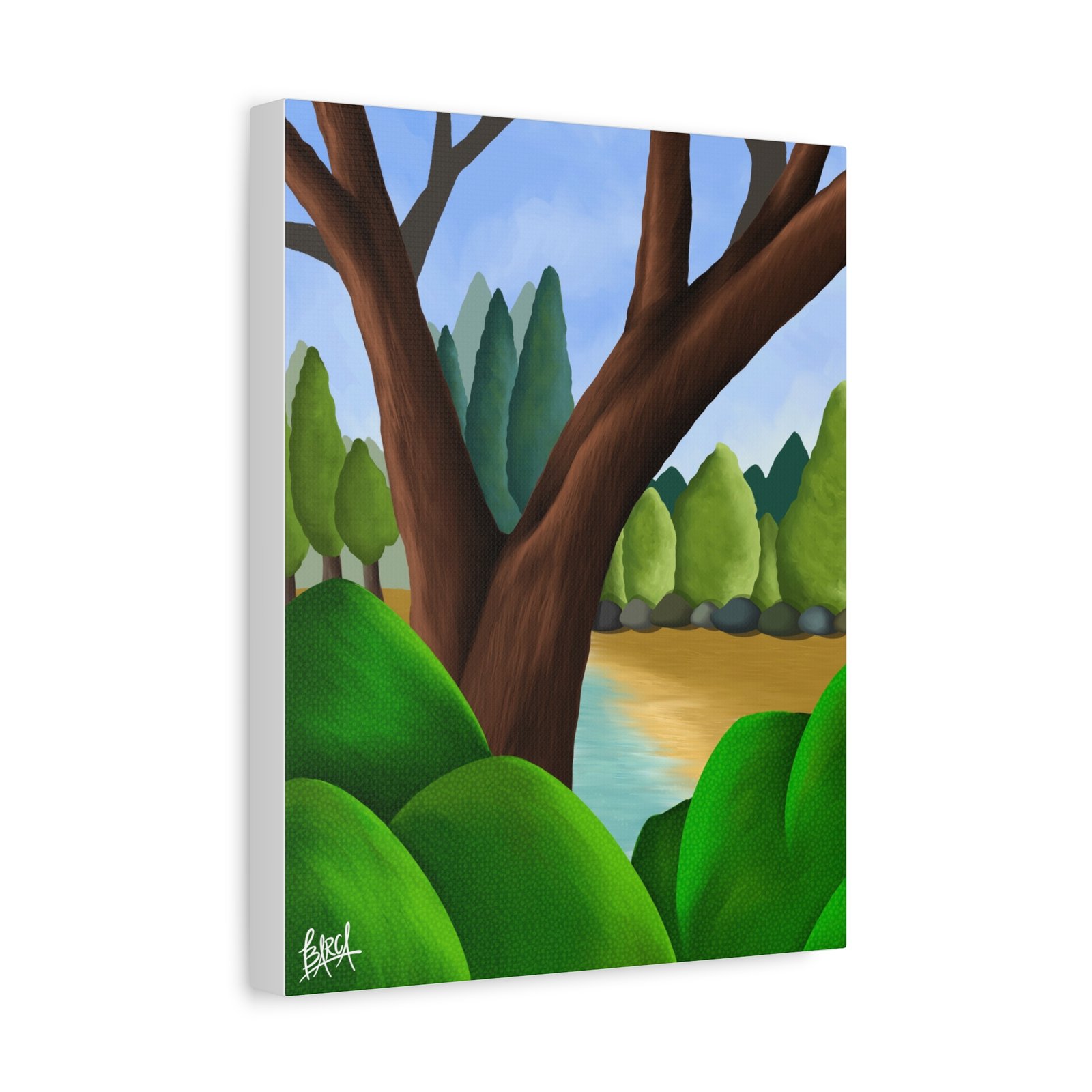 Other Art Portrait - Serene Nature Canvas Art Print, Stretched Wall Art, Green Landscape Decor, Earthy Home Decoration, Tranquil Nature Artwork - Image 10