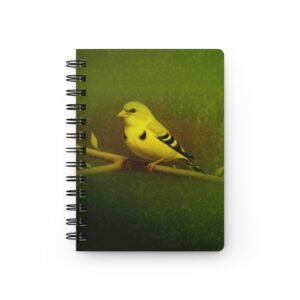 Animal Art Bird - Nature-Inspired Yellow Finch Spiral Bound Journal, Perfect for Note-Taking, Sketching, Bird Lovers, Eco-Friendly Gift, Travel Diary, Green Aesthetic