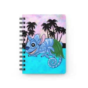 Chamo Pop Art - Lilo and Stitch Tropical Spiral Bound Journal, Hawaiian Summer Stitch Vibes Notebook, Beach Theme Diary, Cute Chameleon Journal, Gift for Writers & Artists
