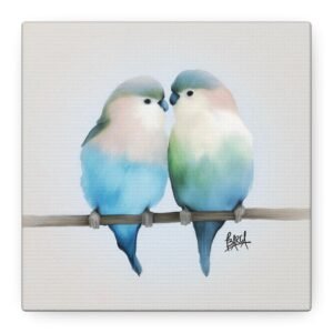Animal Art Canvas - Loving Birds Canvas Art, Bird Wall Decor, Couple Art, Romantic Home Decor, Gift for Bird Lovers, Anniversary Gift