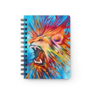 Others Art Lion - Colorful Screaming Lion Spiral Bound Journal, Art Sketchbook, Motivational Notebook, Gift for Artists, Expressive Writing