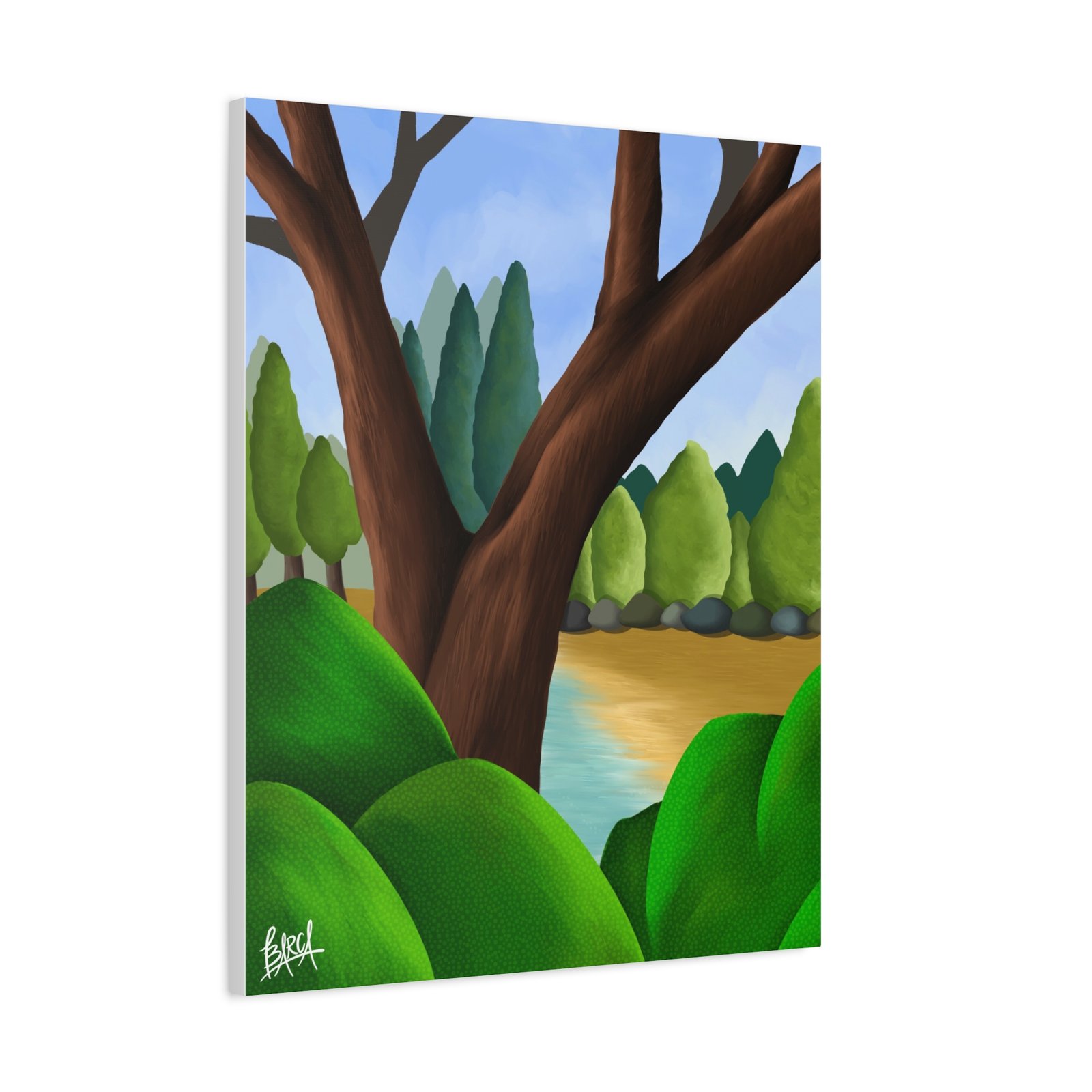 Other Art Portrait - Serene Nature Canvas Art Print, Stretched Wall Art, Green Landscape Decor, Earthy Home Decoration, Tranquil Nature Artwork - Image 30