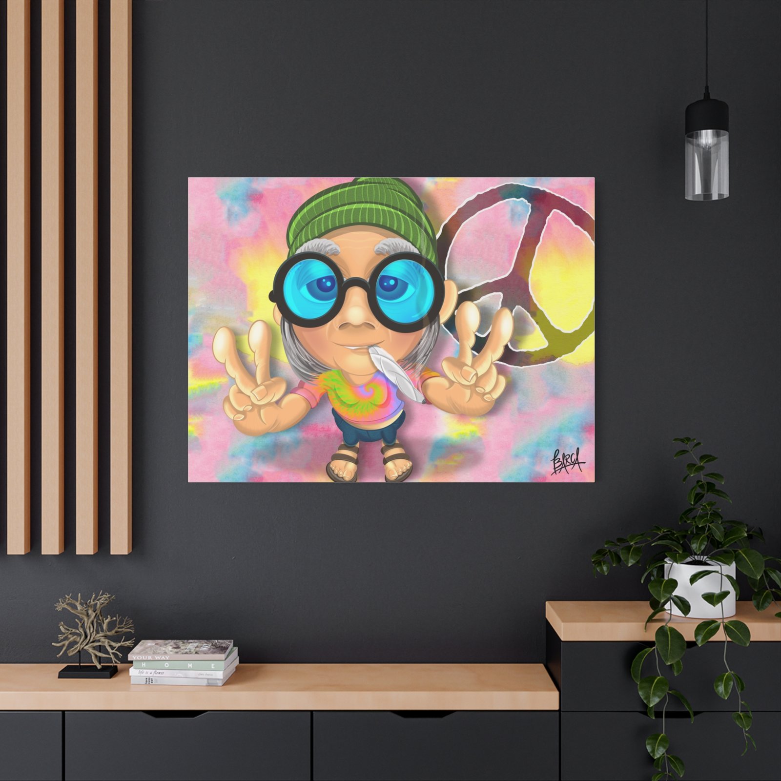 Other Art Portrait - Peace Vibes Canvas Art, Retro Wall Decor, Gift for Hippie Lovers, Boho Home Decor, Colorful Chill Room Art - Image 76