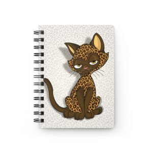 Sassy Cat Art - Leopard Print Sassy Cat Spiral Bound Journal, Cute Cat Notebook, Animal Lover Gift, Leopard Theme Diary, School Supplies