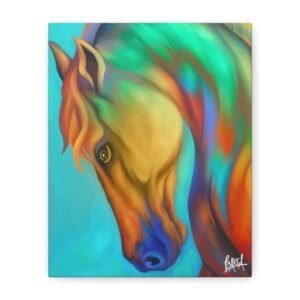 Animal Art Canvas - Portrait Vibrant Horse Canvas Art Print, Colorful Equine Wall Decor, Horse Lover Gift, Equestrian Home Decor, Unique Animal Artwork