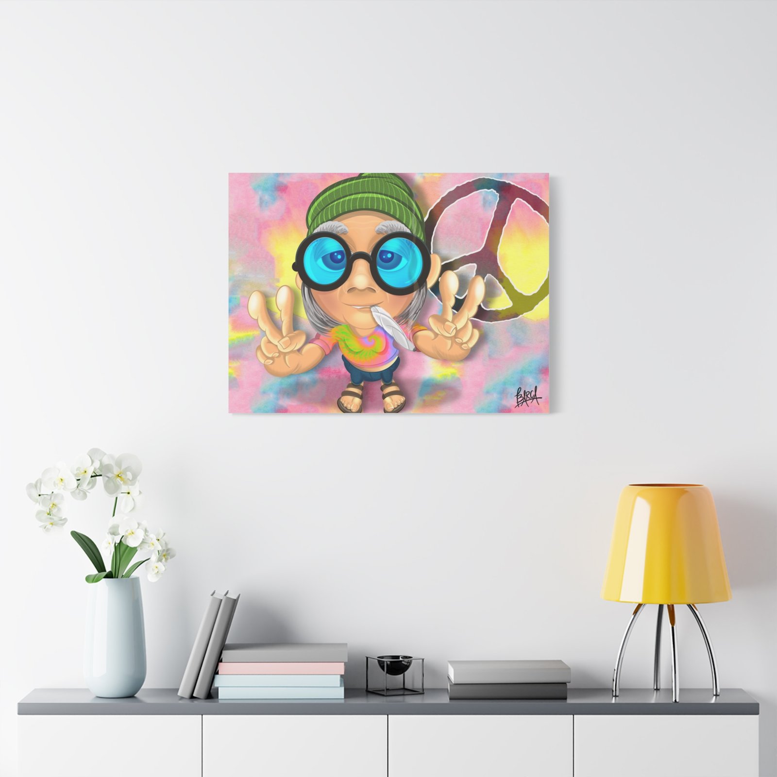 Other Art Portrait - Peace Vibes Canvas Art, Retro Wall Decor, Gift for Hippie Lovers, Boho Home Decor, Colorful Chill Room Art - Image 51