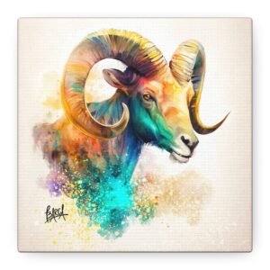 Animal Art - Aries Colorful Ram Canvas Art, Animal Wall Decor, Unique Home Decoration, Gift for Art Lovers, Goat Decor