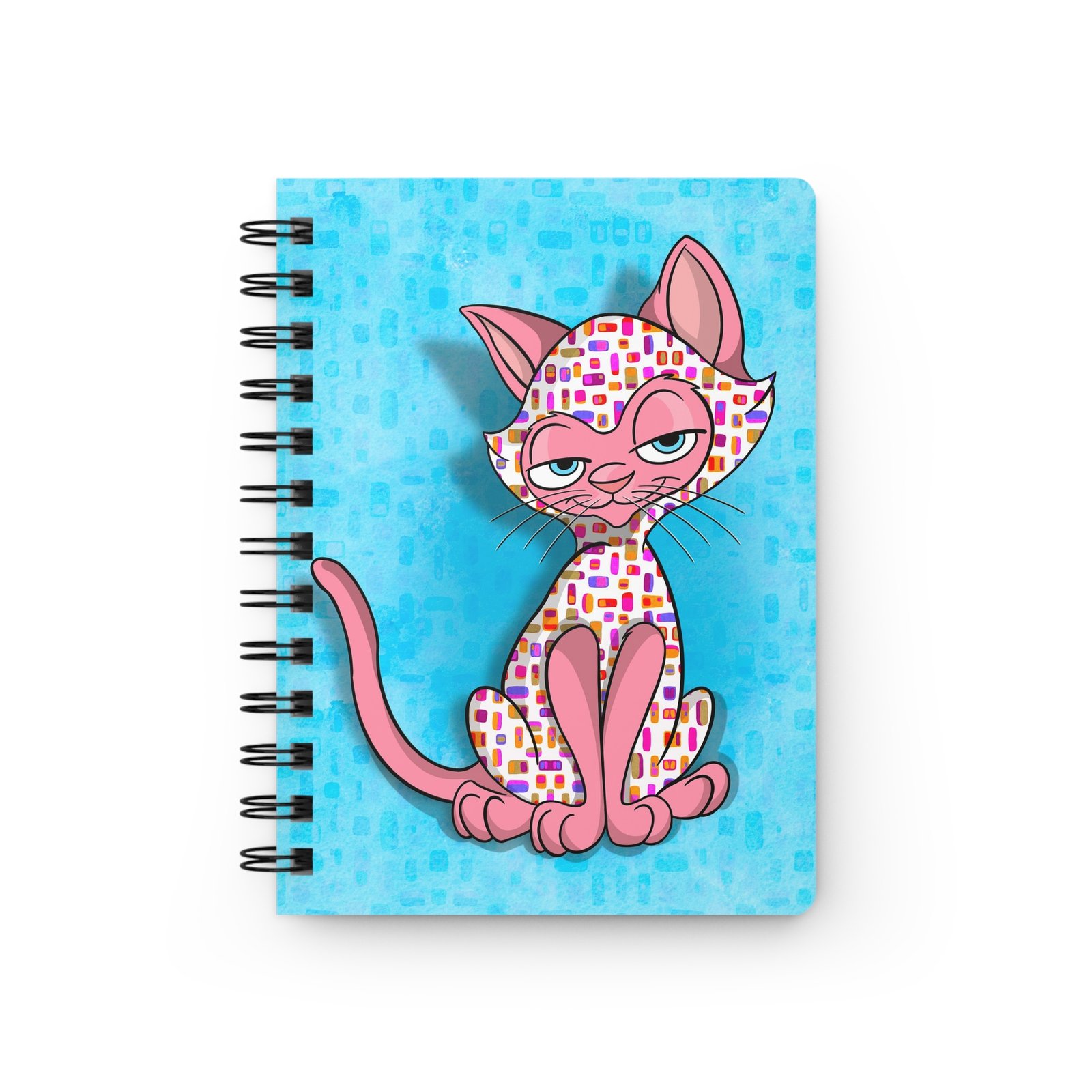 Sassy Cat Art - Colorful Bricks Sassy Cat Spiral Bound Journal, Cute Cat Notebook for Cat Lovers, Gift for Kids, Creative Writing Journal, Animal Lover Diary