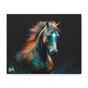 Animal Art Canvas - Horse Stretched Canvas Art Print - Majestic Horse Portrait, Equine Decor, Wall Art for Horse Lovers, Gift for Animal Enthusiasts, Home Decor