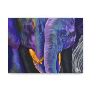 Elephant Love Matte Canvas Wall Art, Colorful Elephant Print, Modern Home Decor, Animal Lover Gift, Unique Wall Hanging