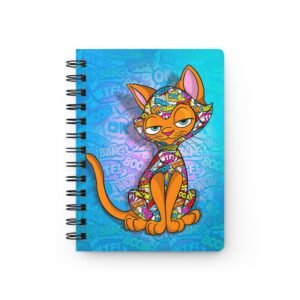 Sassy Cat Art - Colorful Pop Art Sassy Cat Spiral Bound Journal - Whimsical Notebook for Cat Lovers, Kawaii Gift for Birthdays, Journaling, Sketching, Fun Office Supplies