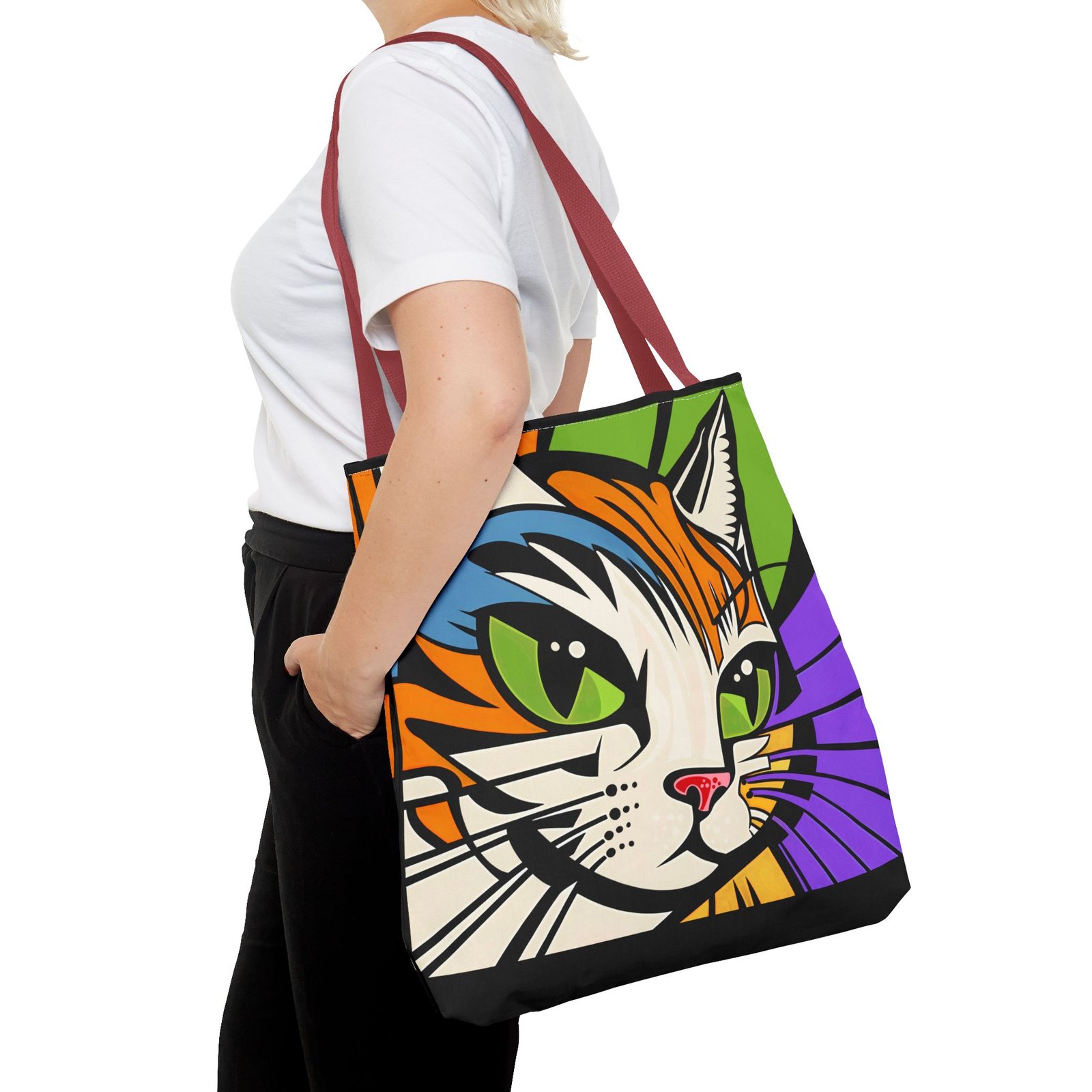 Tote Bag - Colorful Cat Design Tote Bag, Eco-Friendly Bag, Pet Lover Gift, Unique Shopping Bag, Everyday Use, Stylish Carryall - Image 24