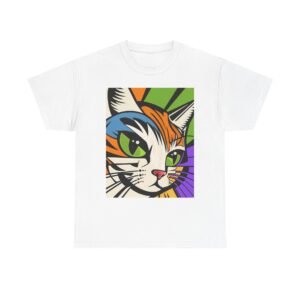 T-Shirt - Colorful Cat Art Unisex Heavy Cotton Tee | Gift for Cat Lovers, Casual Wear, Unique Graphic Tee, Pet Owners, Animal Lovers