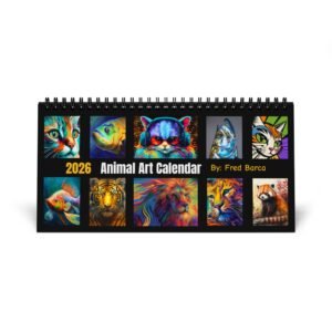 Vibrant Animal Art Calendar 2026, Desktop Planner, Wall Calendar, Nature Lover Gift, Colorful Desk Decor, Unique Gift for Pet Lovers