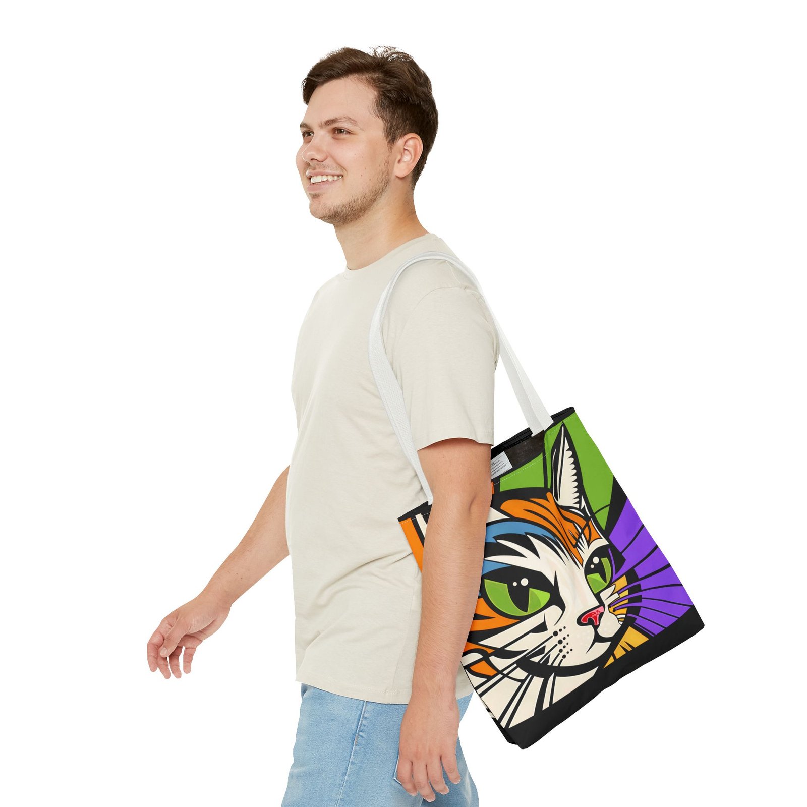 Tote Bag - Colorful Cat Design Tote Bag, Eco-Friendly Bag, Pet Lover Gift, Unique Shopping Bag, Everyday Use, Stylish Carryall - Image 31