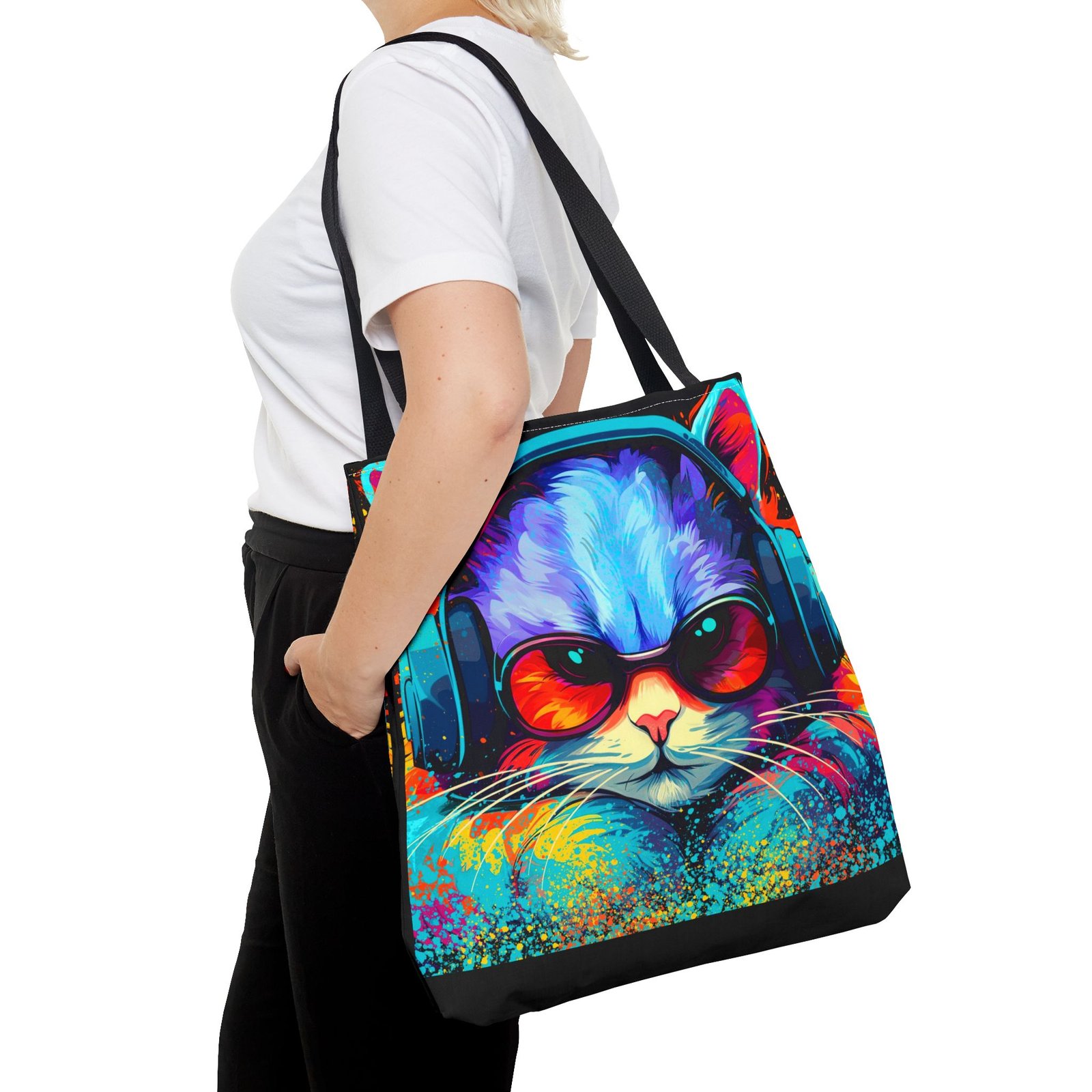 Tote Bag - Vibrant Cat Tote Bag - Colorful, Trendy, Cat Lover Gift, Summer Beach Bag, Fun Shopping Tote - Image 12