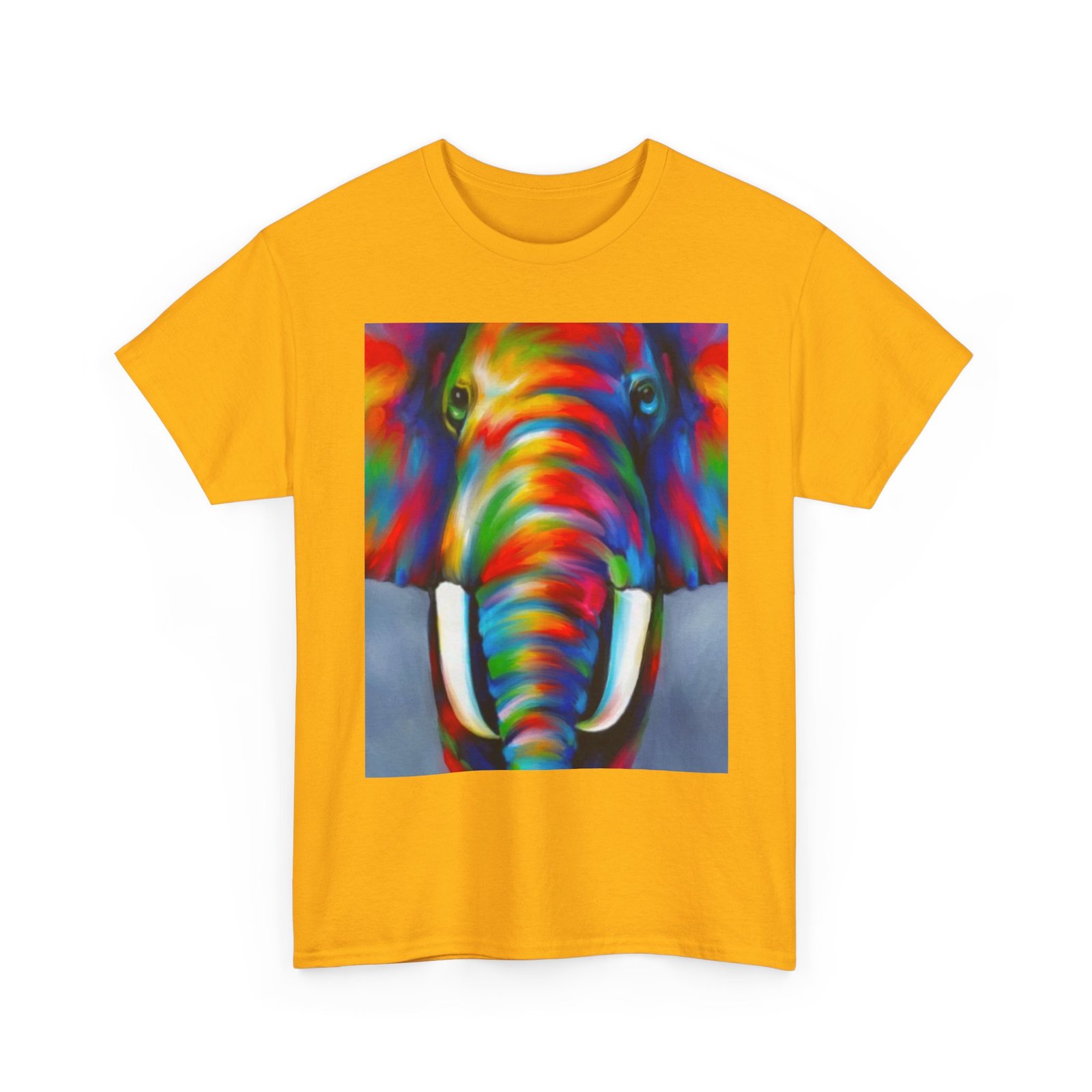 T-Shirt - Colorful Elephant Art Tee, Unisex Heavy Cotton T-Shirt, Animal Lover Gift, Vibrant Artwork Tee, Nature Lover Apparel, Eclectic Fashion - Image 19