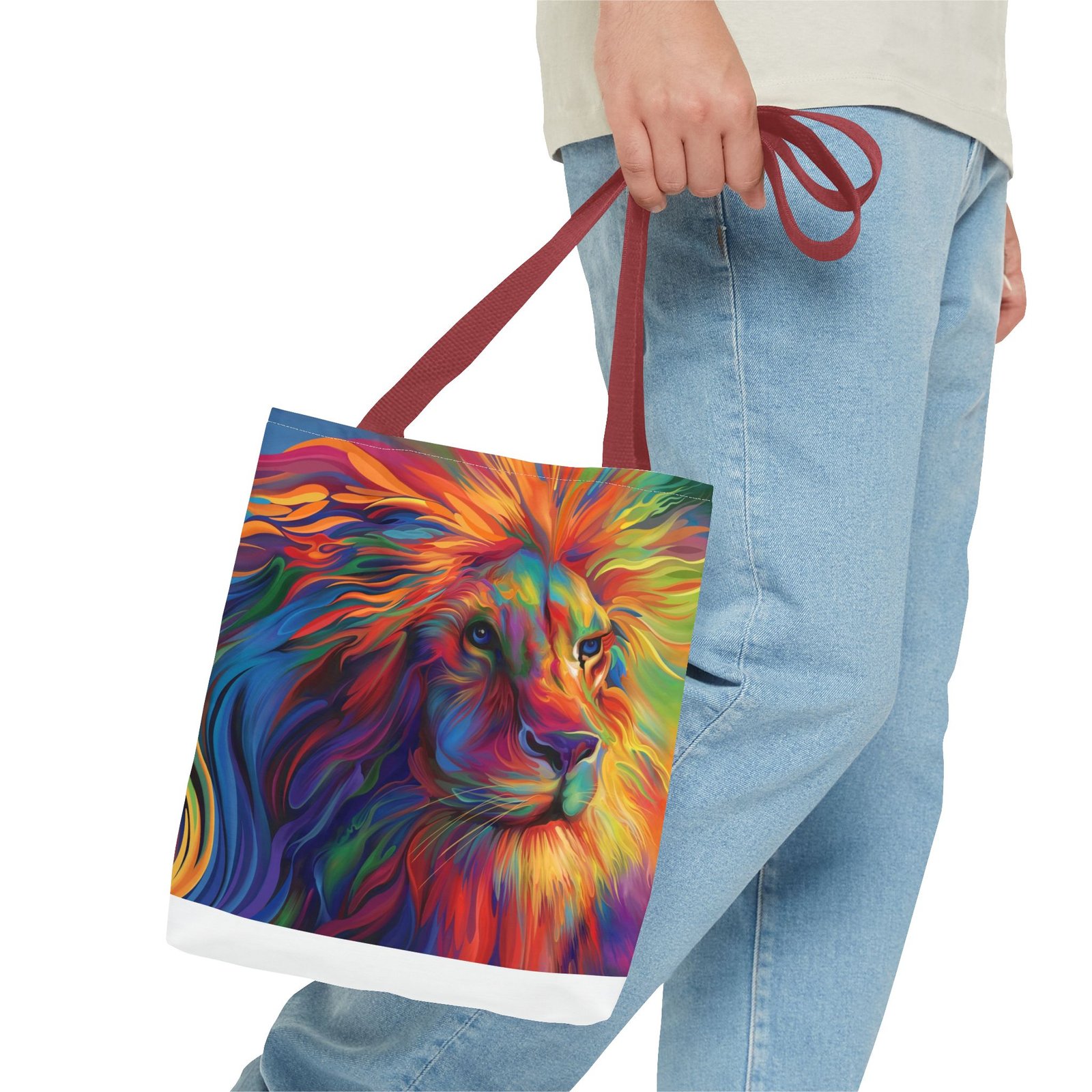 Tote Bag - Vibrant Lion Tote Bag, Colorful Reusable Bag, Beach Tote, Gift for Animal Lovers, Eco-Friendly Shopping Bag, Festival Bag - Image 15