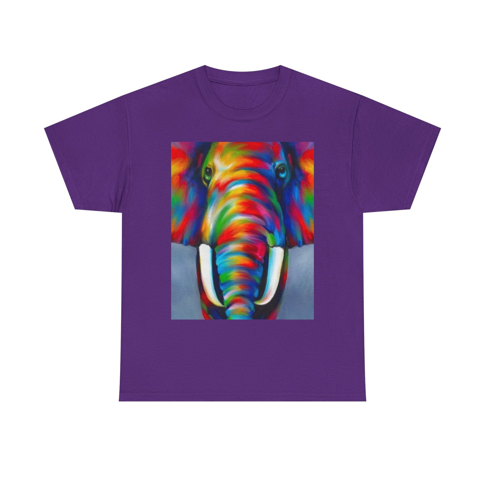 T-Shirt - Colorful Elephant Art Tee, Unisex Heavy Cotton T-Shirt, Animal Lover Gift, Vibrant Artwork Tee, Nature Lover Apparel, Eclectic Fashion - Image 37