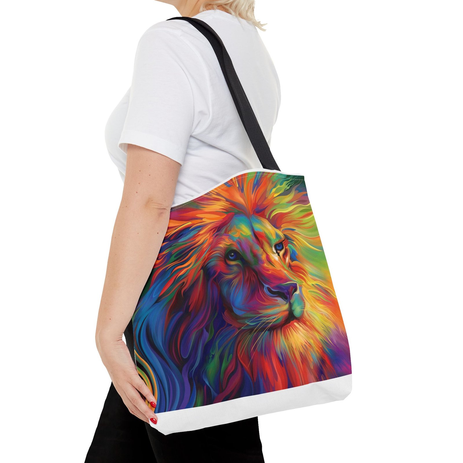 Tote Bag - Vibrant Lion Tote Bag, Colorful Reusable Bag, Beach Tote, Gift for Animal Lovers, Eco-Friendly Shopping Bag, Festival Bag - Image 8