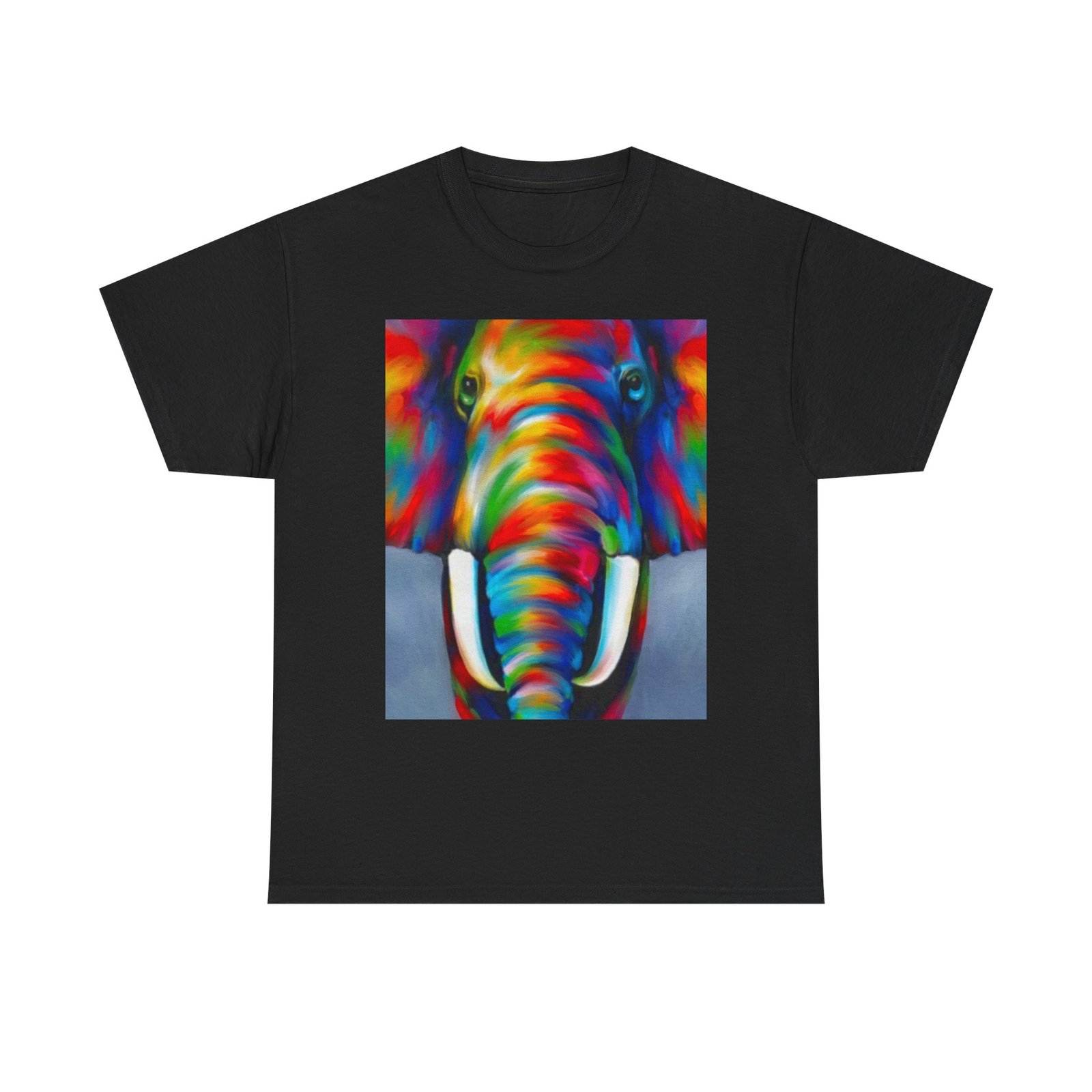 T-Shirt - Colorful Elephant Art Tee, Unisex Heavy Cotton T-Shirt, Animal Lover Gift, Vibrant Artwork Tee, Nature Lover Apparel, Eclectic Fashion - Image 13