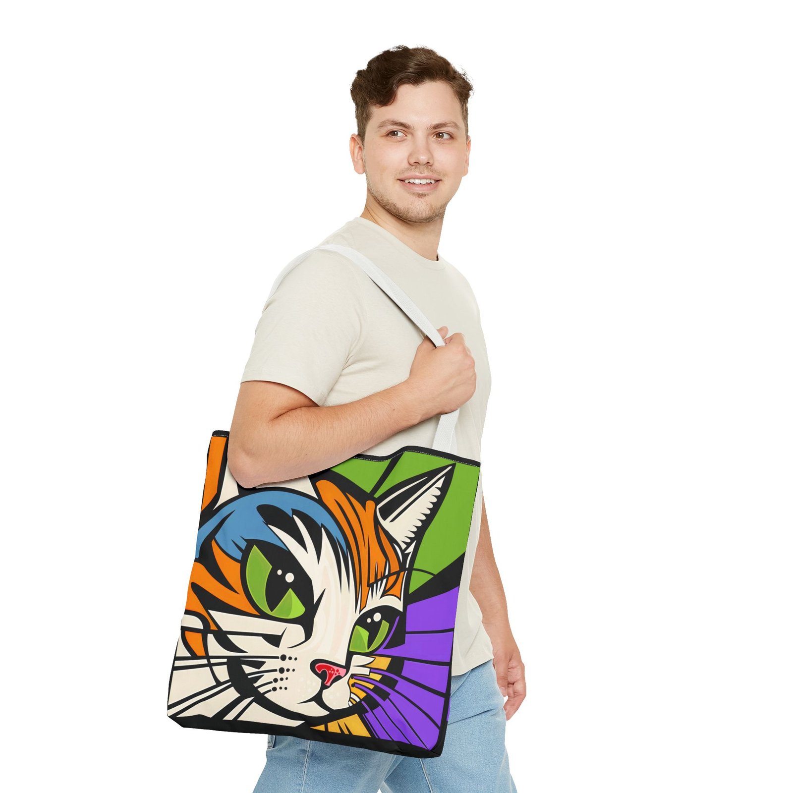 Tote Bag - Colorful Cat Design Tote Bag, Eco-Friendly Bag, Pet Lover Gift, Unique Shopping Bag, Everyday Use, Stylish Carryall - Image 35